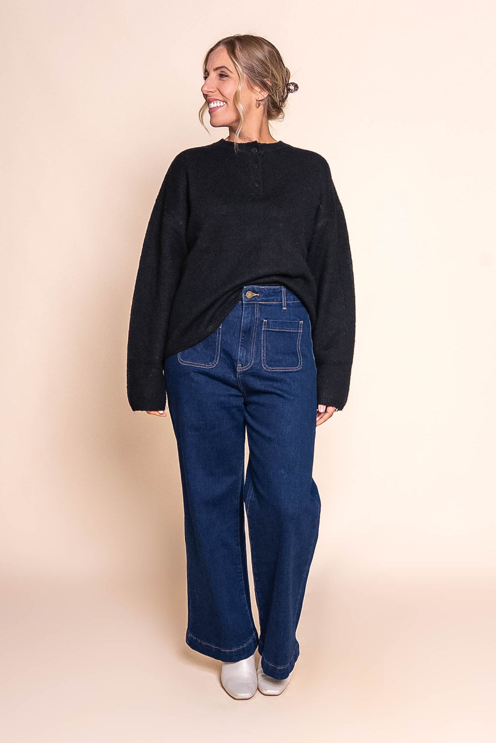 Fillipa Knit Jumper in Black - All About Eve