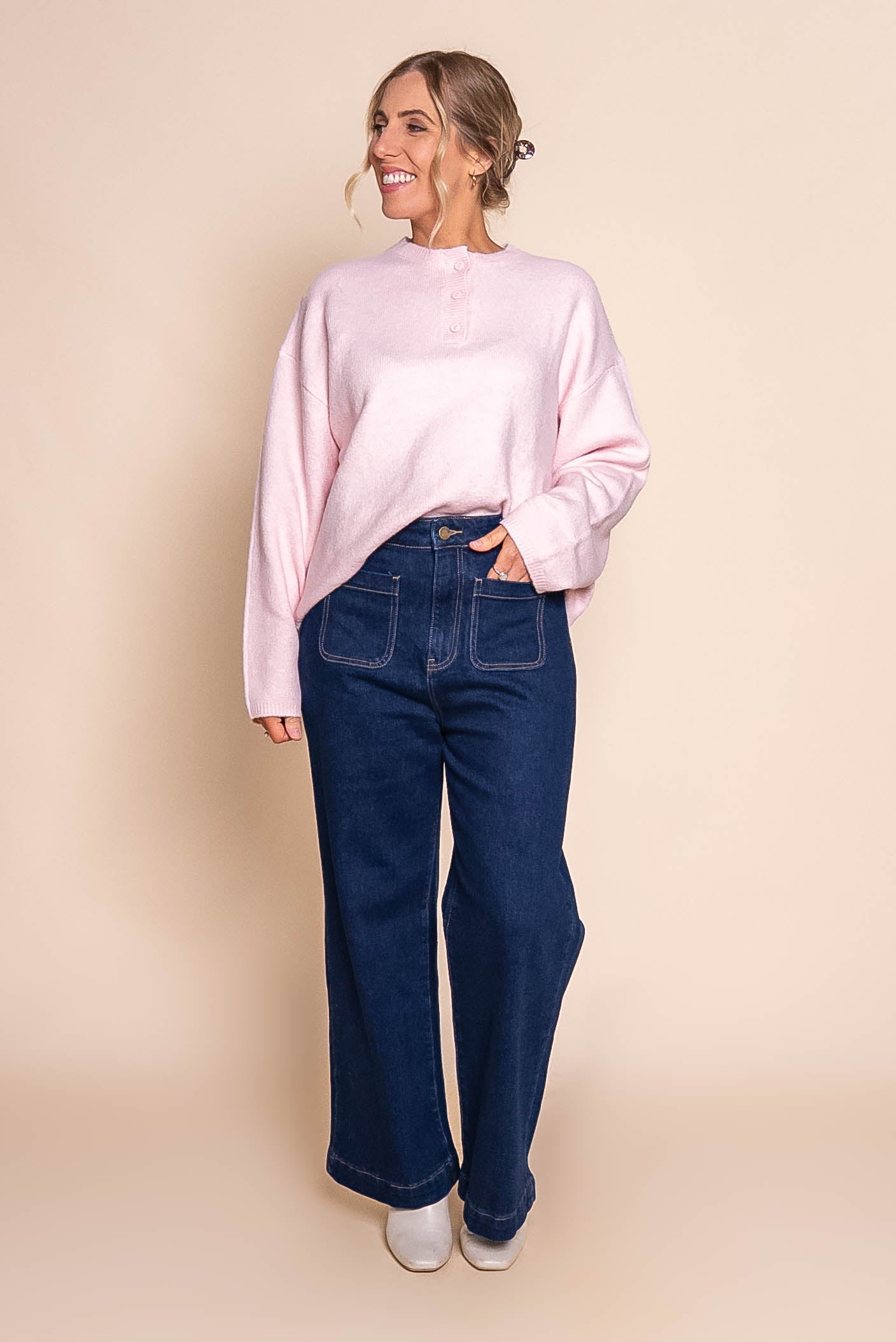 Fillipa Knit Jumper in Pink - All About Eve