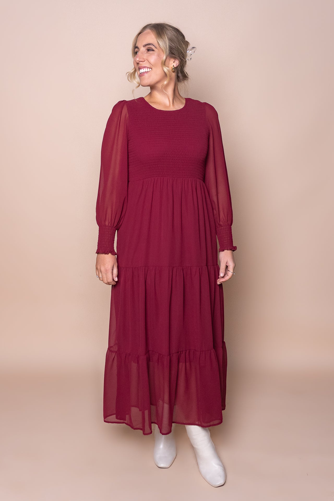 Winena Maxi Dress in Burgundy