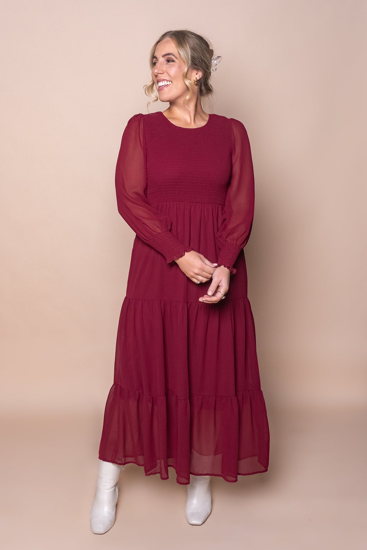 Winena Maxi Dress in Burgundy