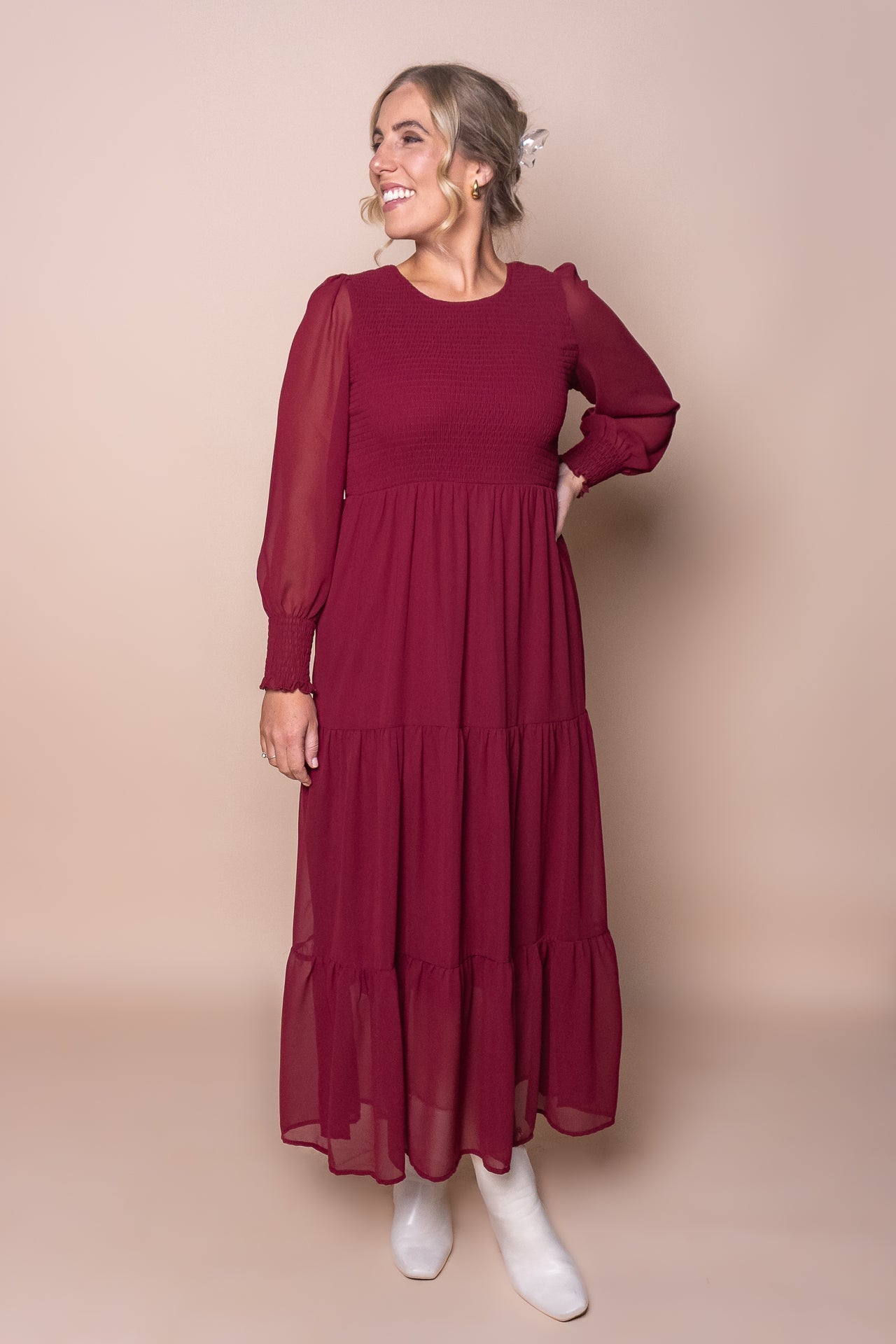 Winena Maxi Dress in Burgundy