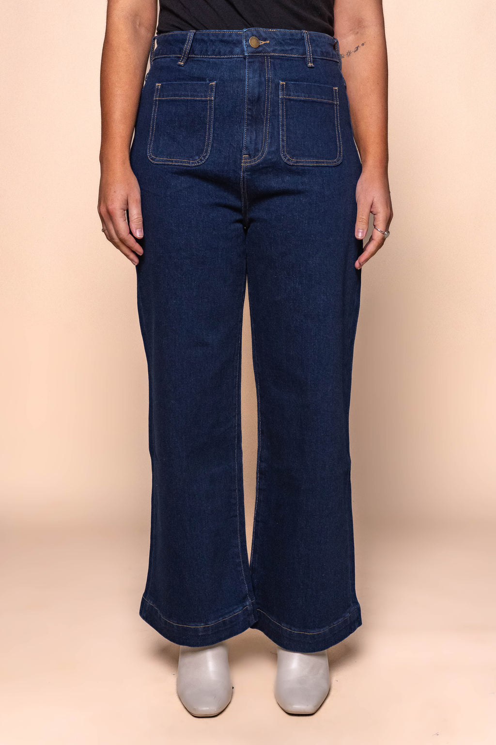 Sarah Wide Leg Jeans in Indigo Denim - Foxwood