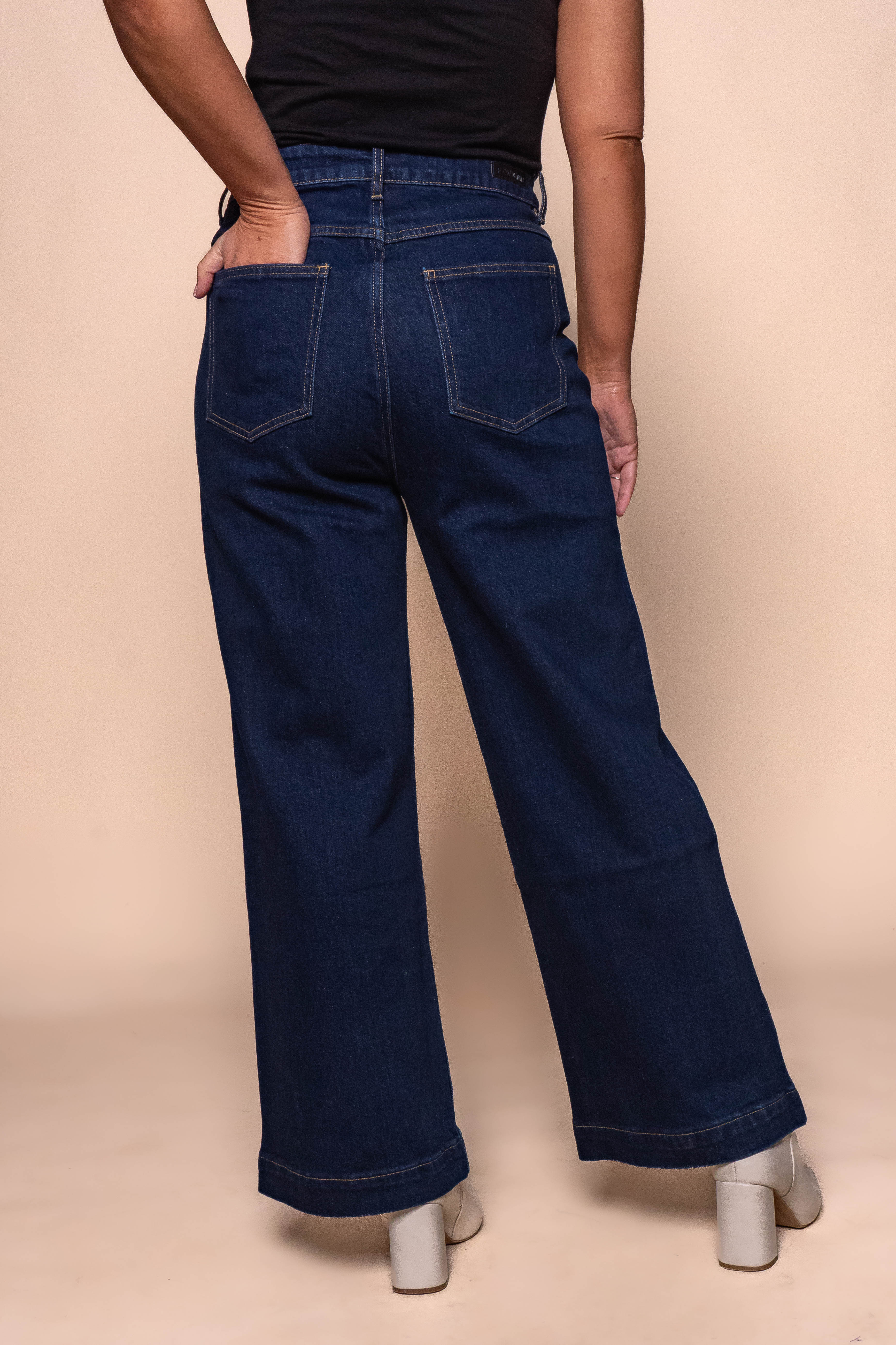 Sarah Wide Leg Jeans in Indigo Denim - Foxwood