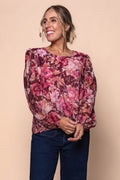 Darcy Floral Top in Burgandy