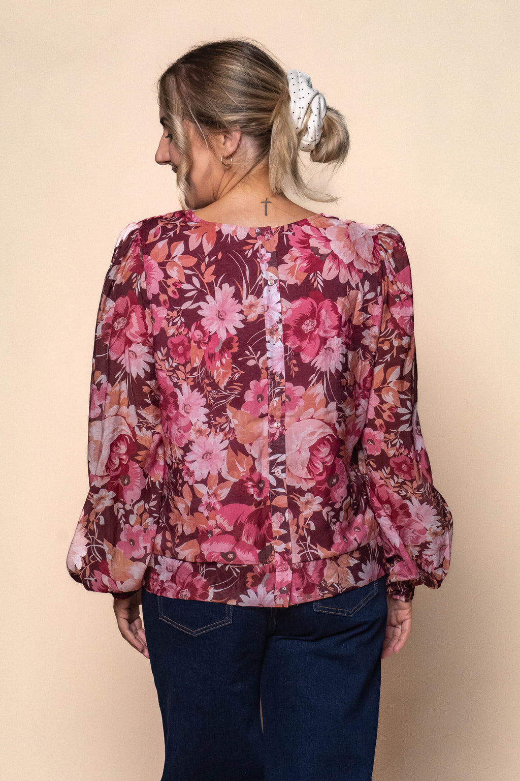 Darcy Floral Top in Burgandy