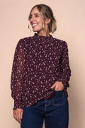 Bebe Ditsy Floral Top in Burgundy