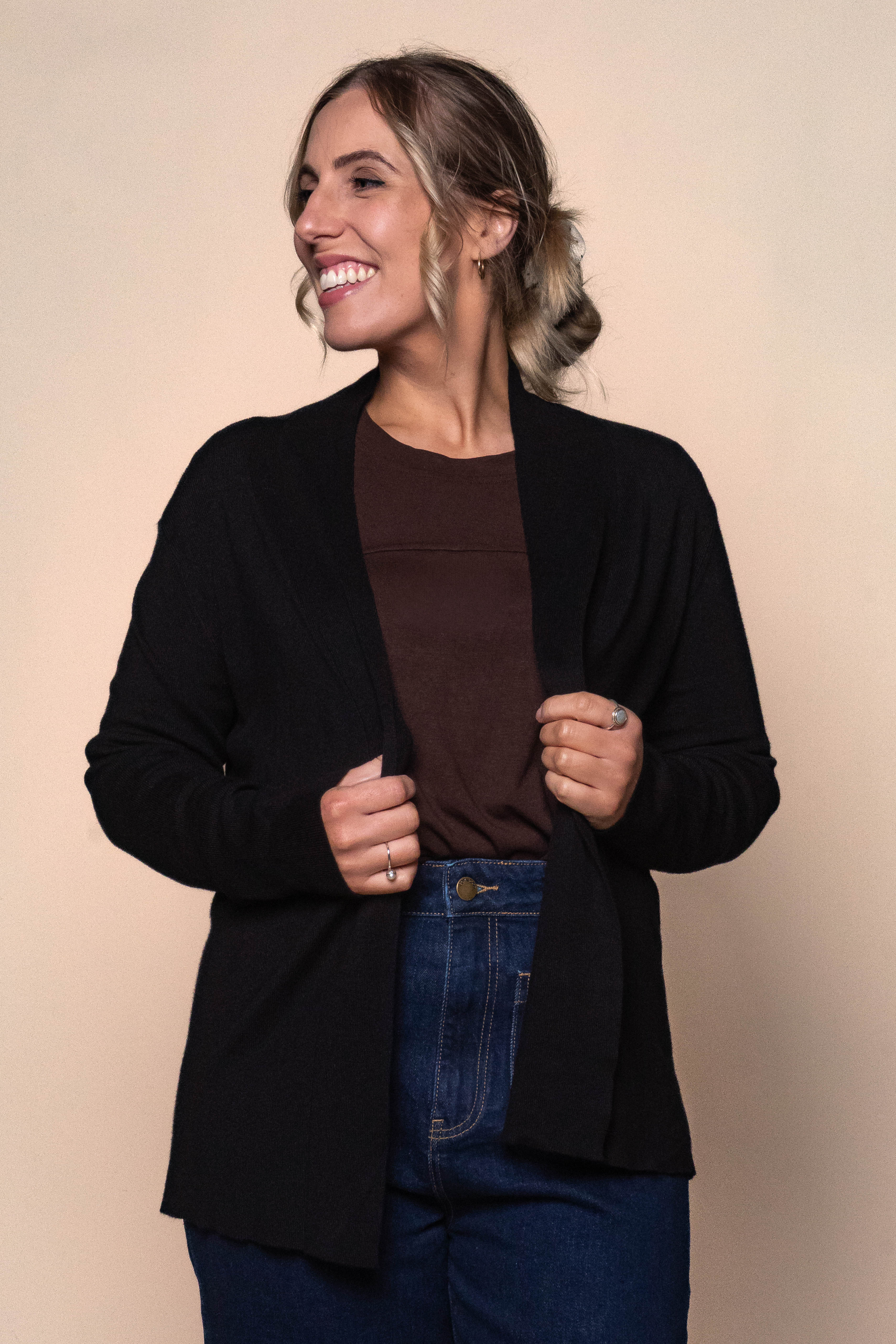 Nicolette Shawl Cardigan in Black