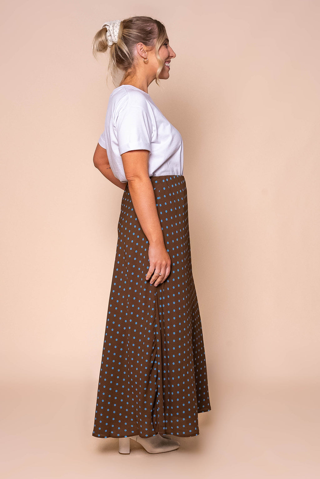 Maree Polka Dot Maxi Skirt in Brown
