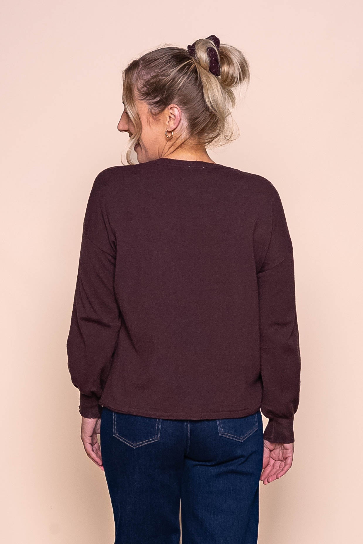 Jackie Polka Dot Knit Jumper in Chocolate
