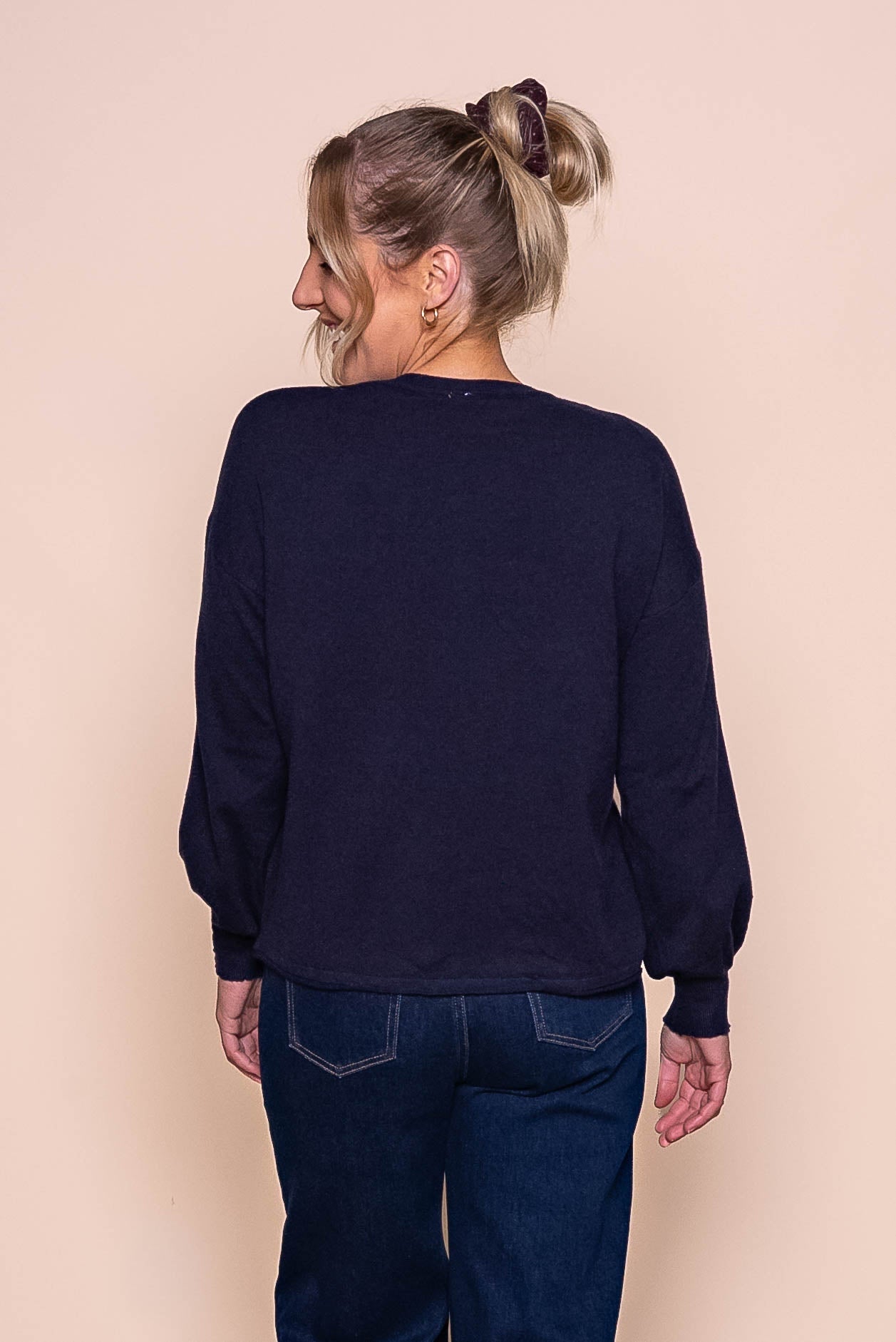 Jackie Polka Dot Knit Jumper in Navy