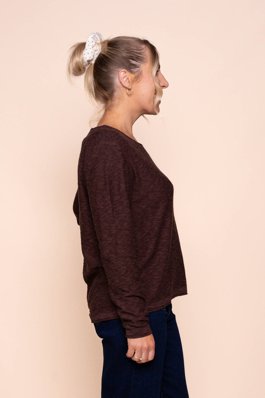 Margaux Jersey Knit Top in Dark Chocolate