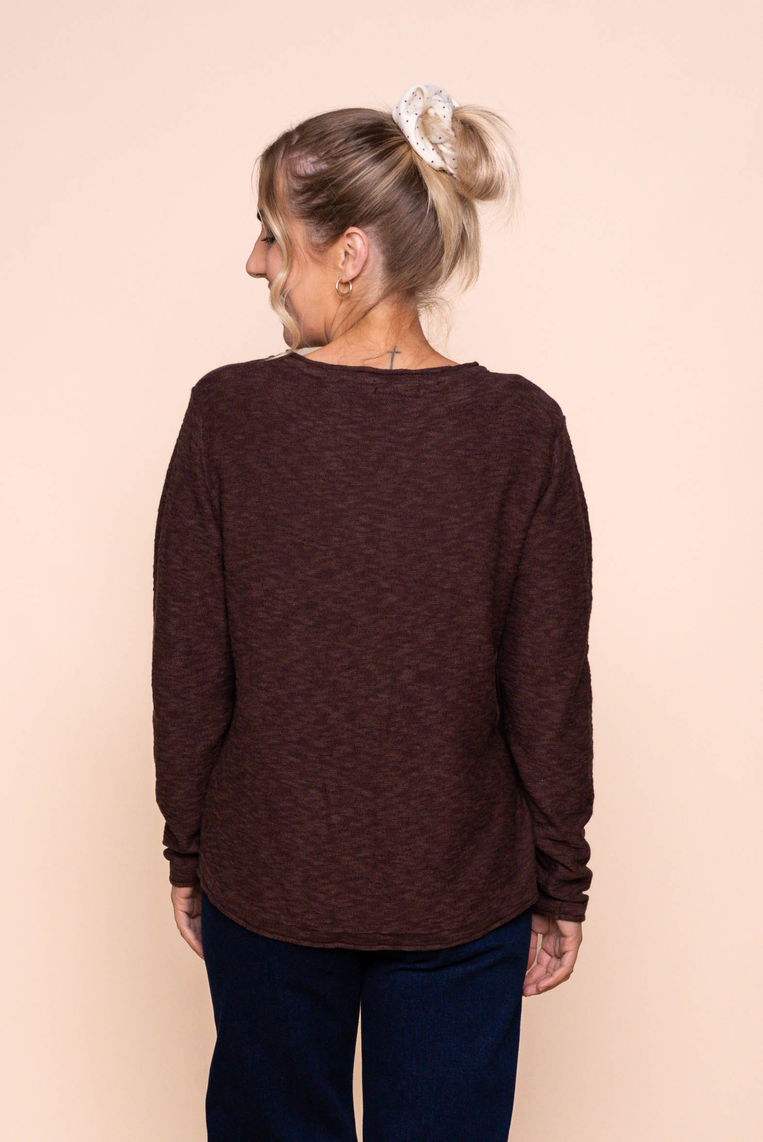 Margaux Jersey Knit Top in Dark Chocolate