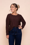 Margaux Jersey Knit Top in Dark Chocolate