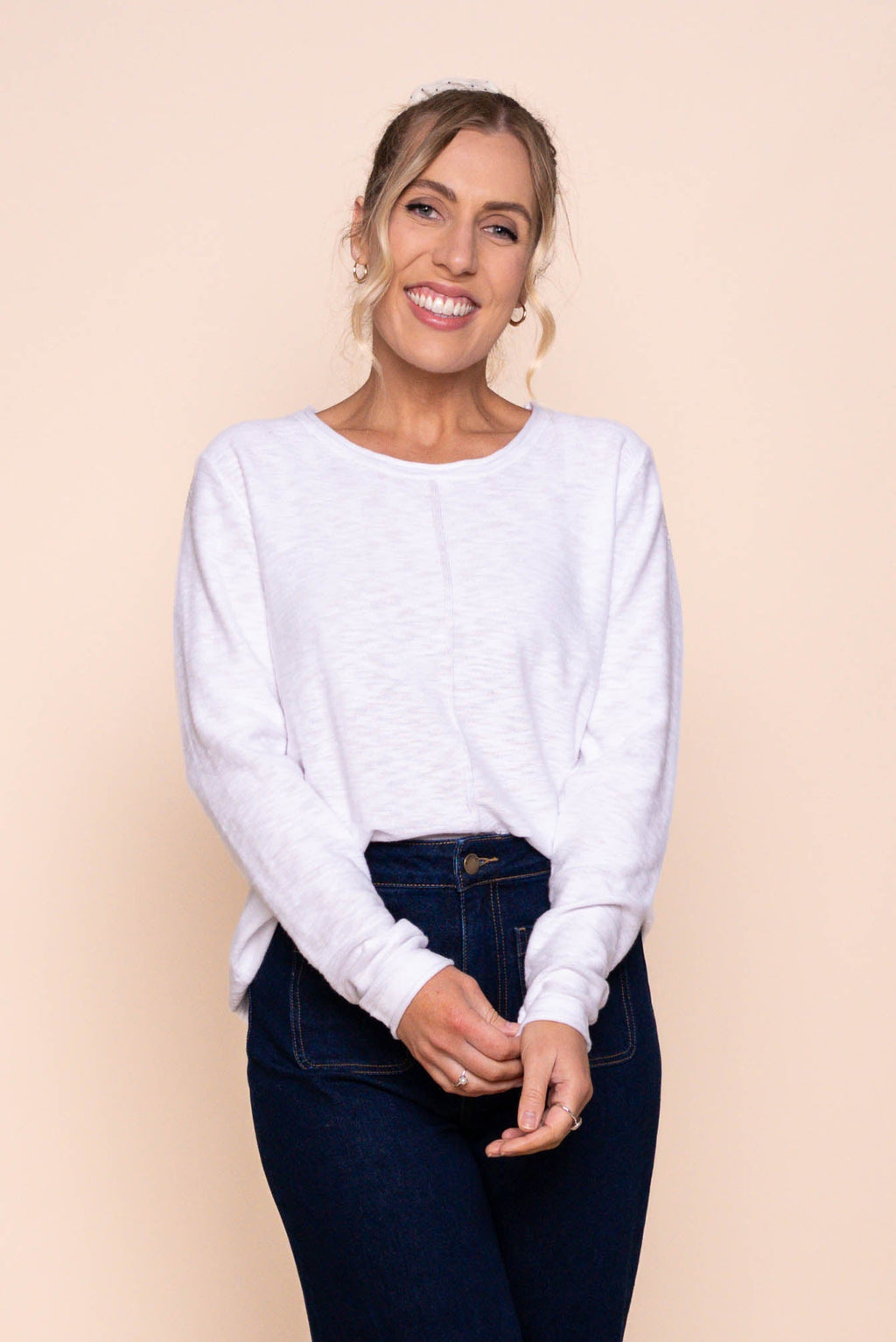 Margaux Jersey Knit Top in White