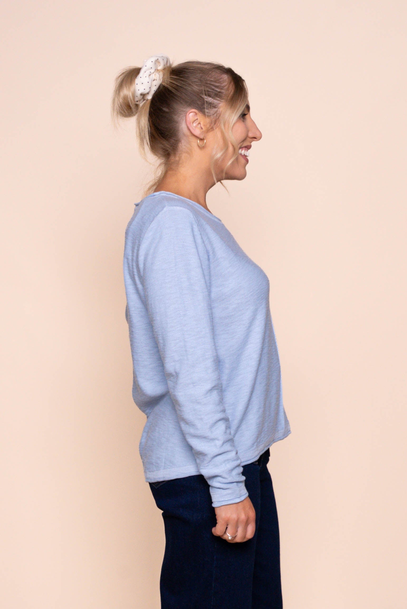 Margaux Jersey Knit Top in Sky Blue