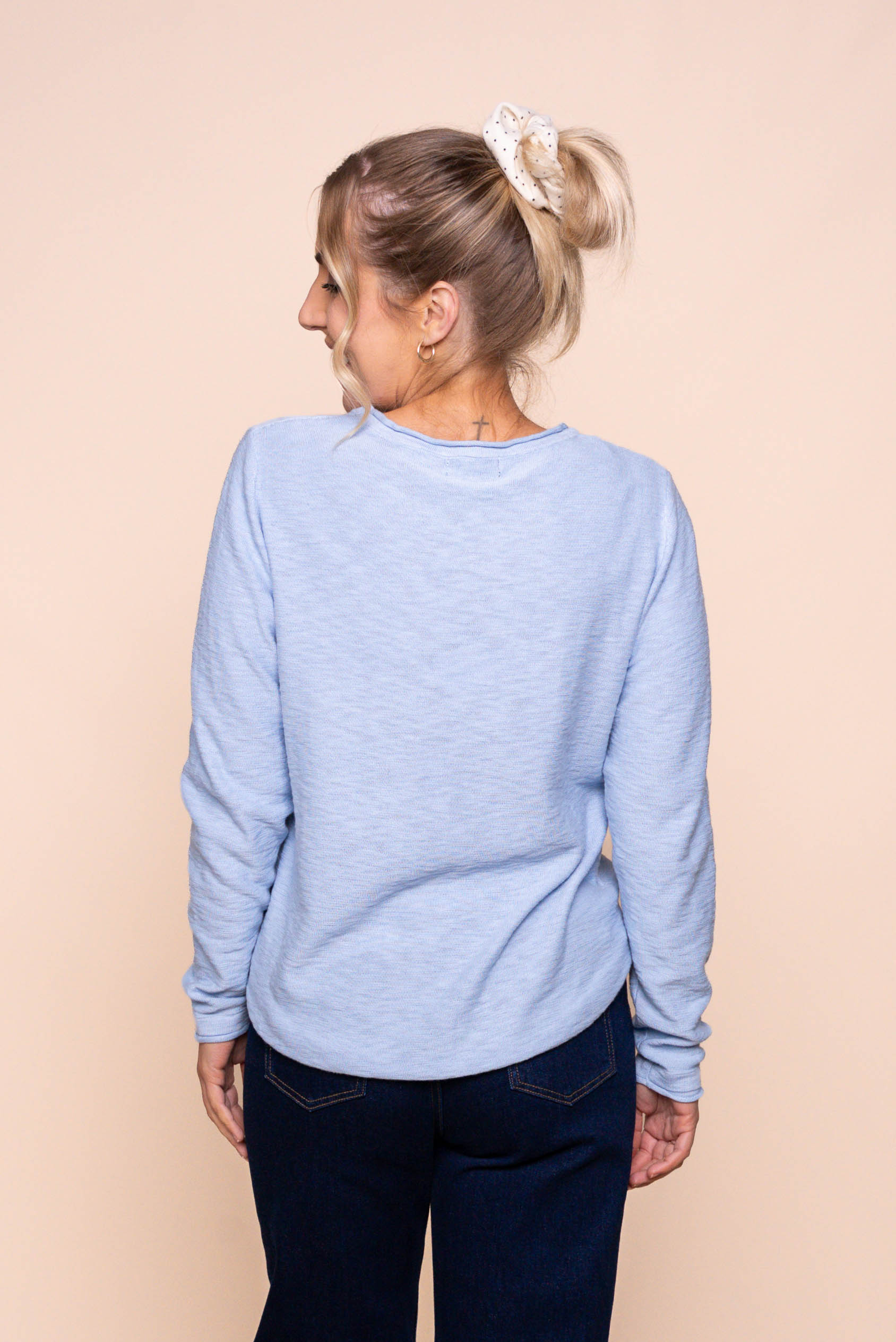 Margaux Jersey Knit Top in Sky Blue