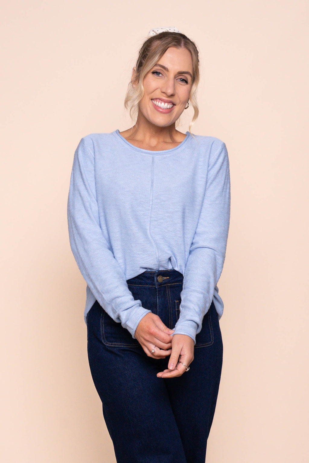 Margaux Jersey Knit Top in Sky Blue