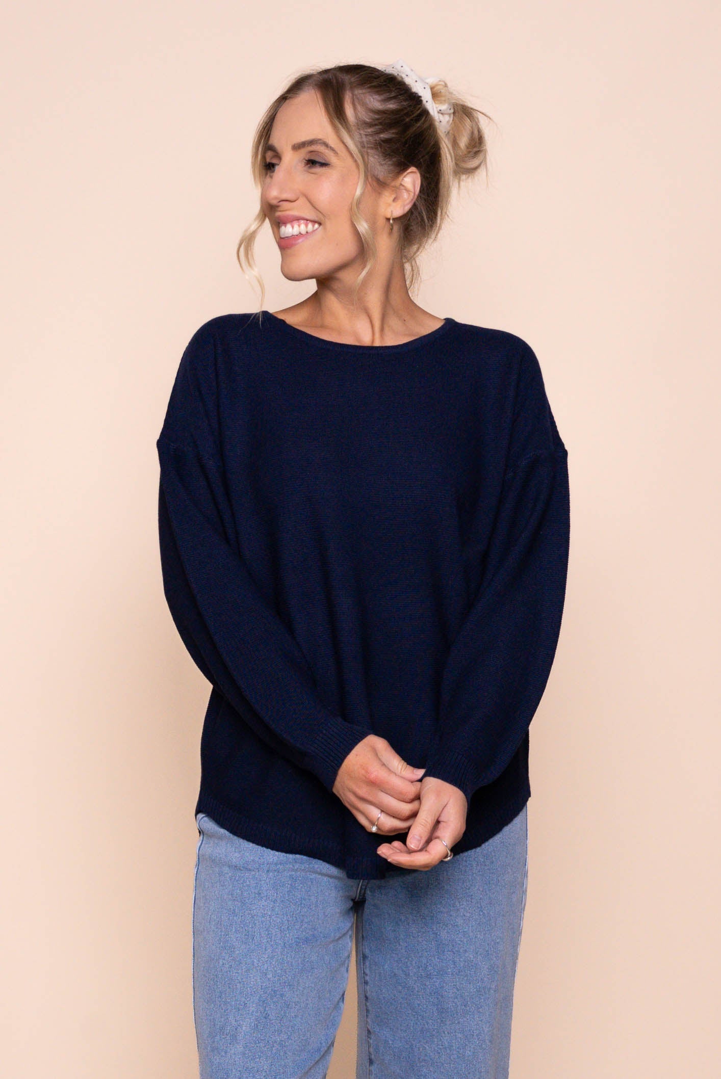 Tilly Lightweight Knit Jumper in Navy