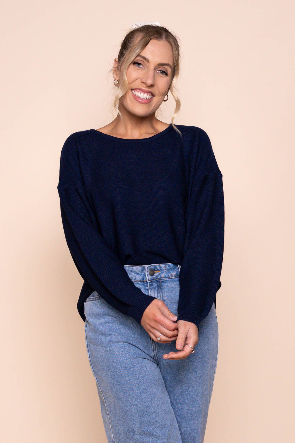 Tilly Lightweight Knit Jumper in Navy
