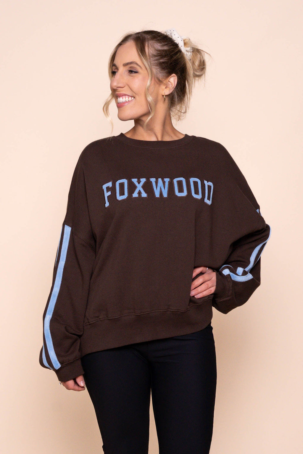 Elevated Sunday Crew in Coffee/Light Blue - Foxwood