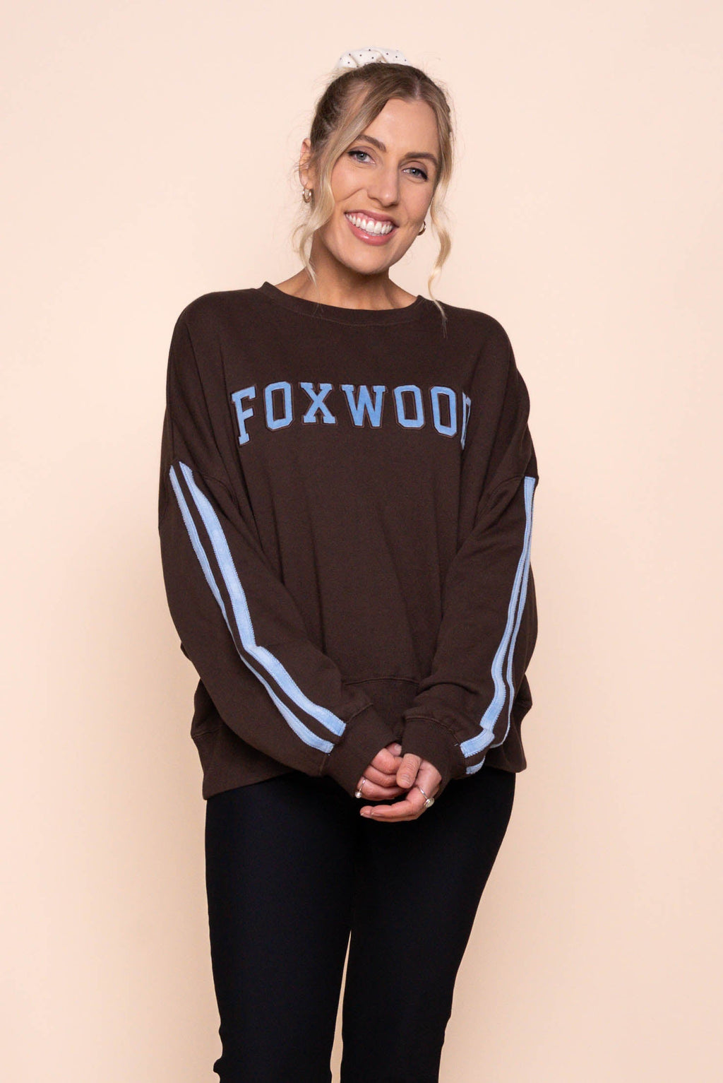Elevated Sunday Crew in Coffee/Light Blue - Foxwood