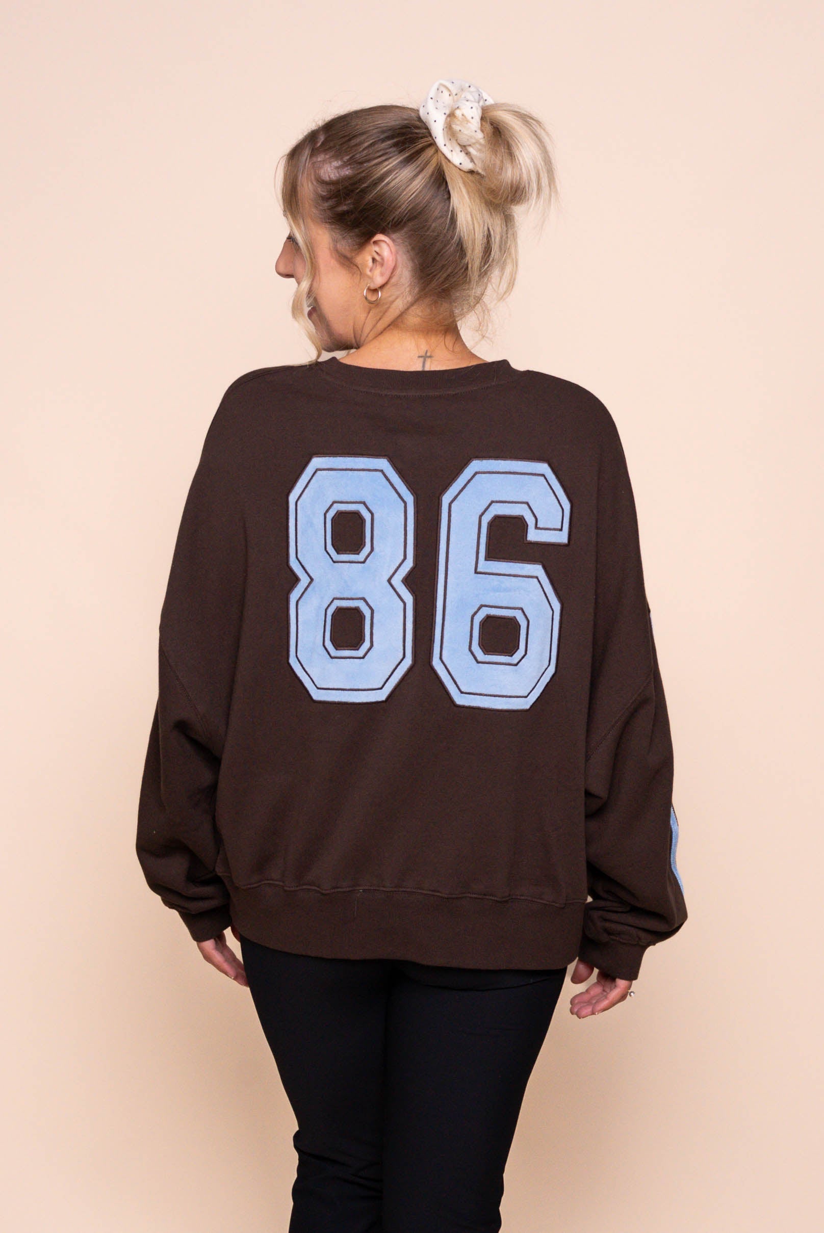 Elevated Sunday Crew in Coffee/Light Blue - Foxwood