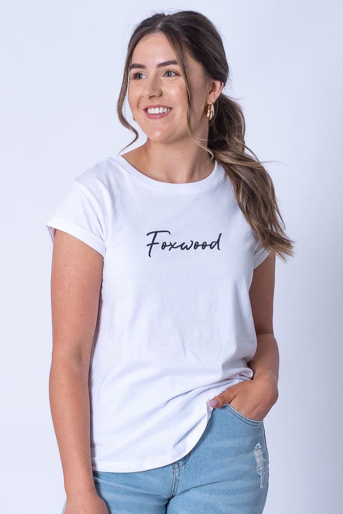 Signature Tee in White - Foxwood