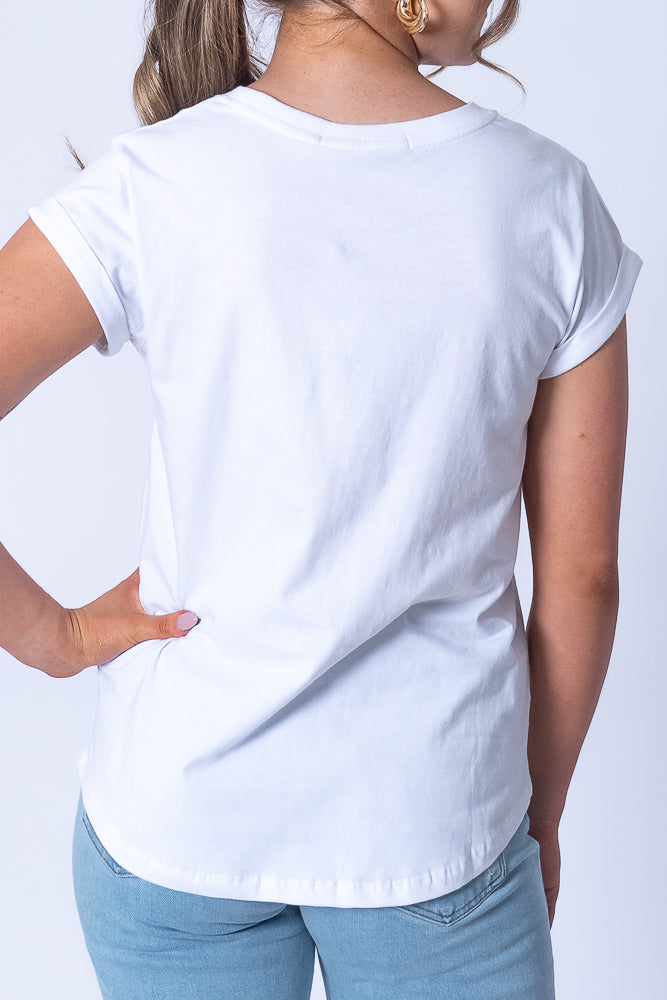 Signature Tee in White - Foxwood