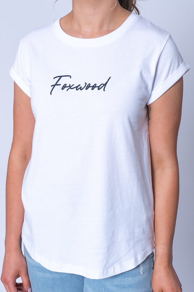 Signature Tee in White - Foxwood