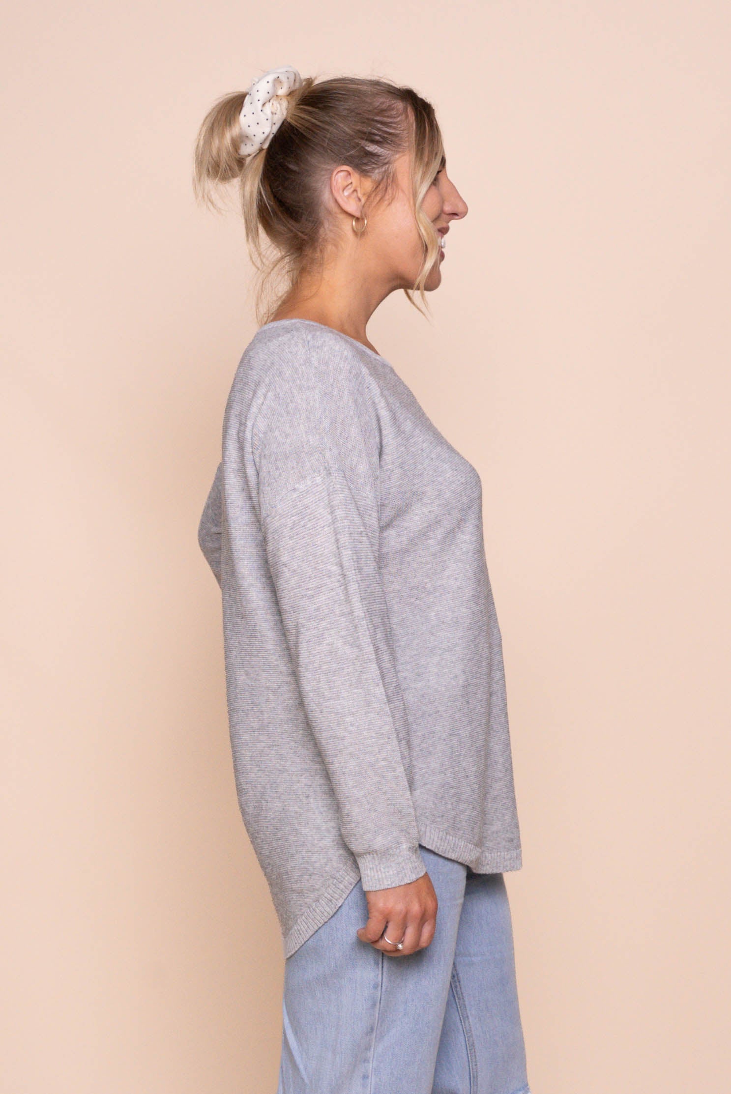Tilly Lightweight Knit Jumper in Grey Marle