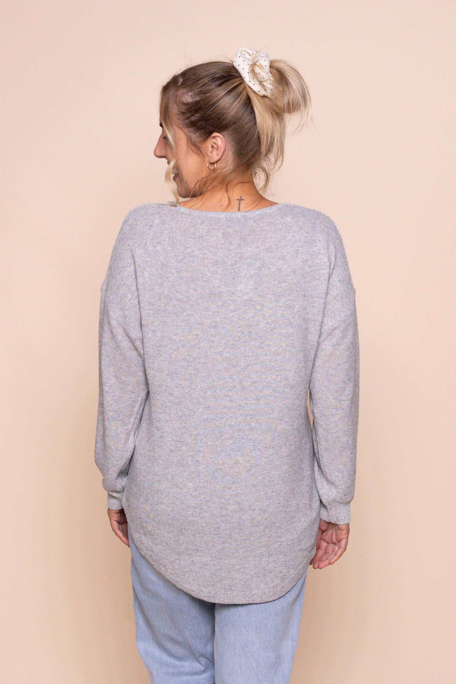 Tilly Lightweight Knit Jumper in Grey Marle