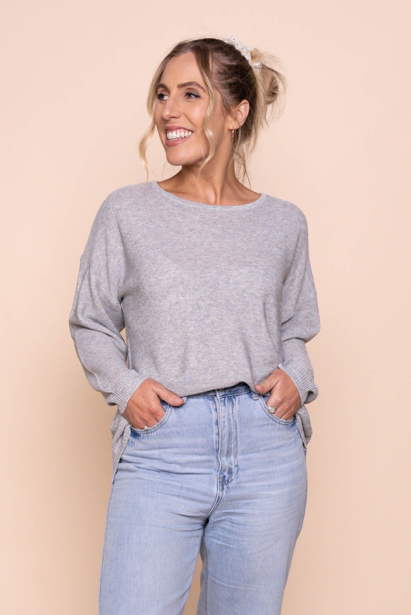 Tilly Lightweight Knit Jumper in Grey Marle