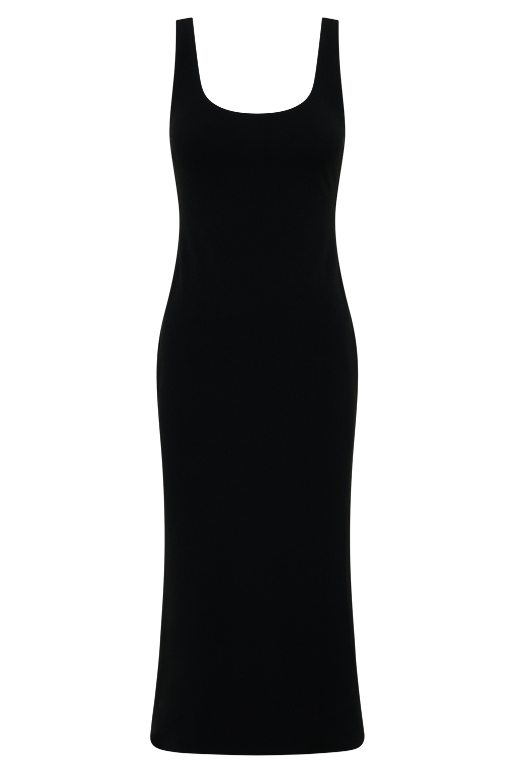 Allyra Scoop Stretch Crepe Midi Dress - Black