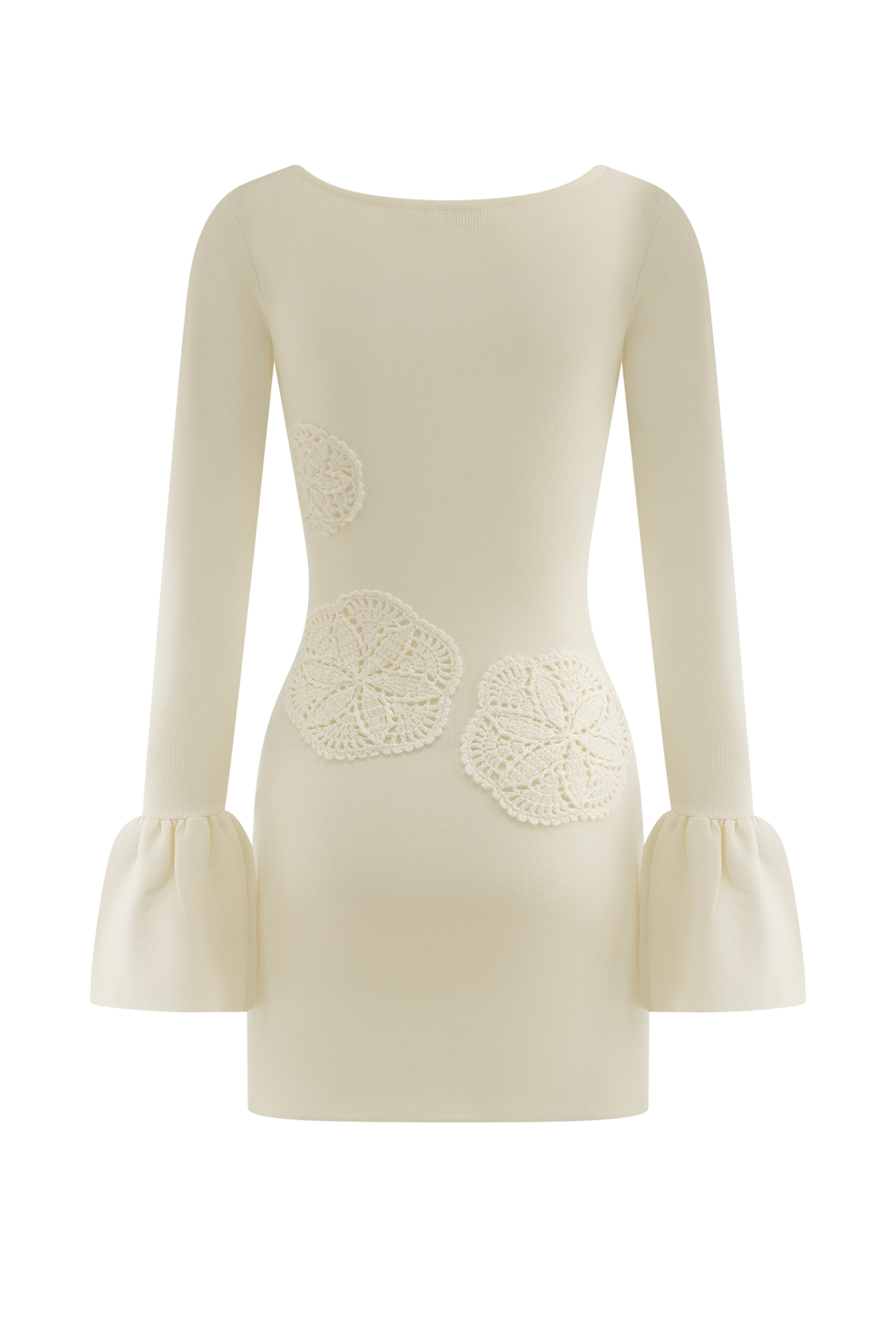 Amari Knit Crochet Knit Mini Dress - Ivory