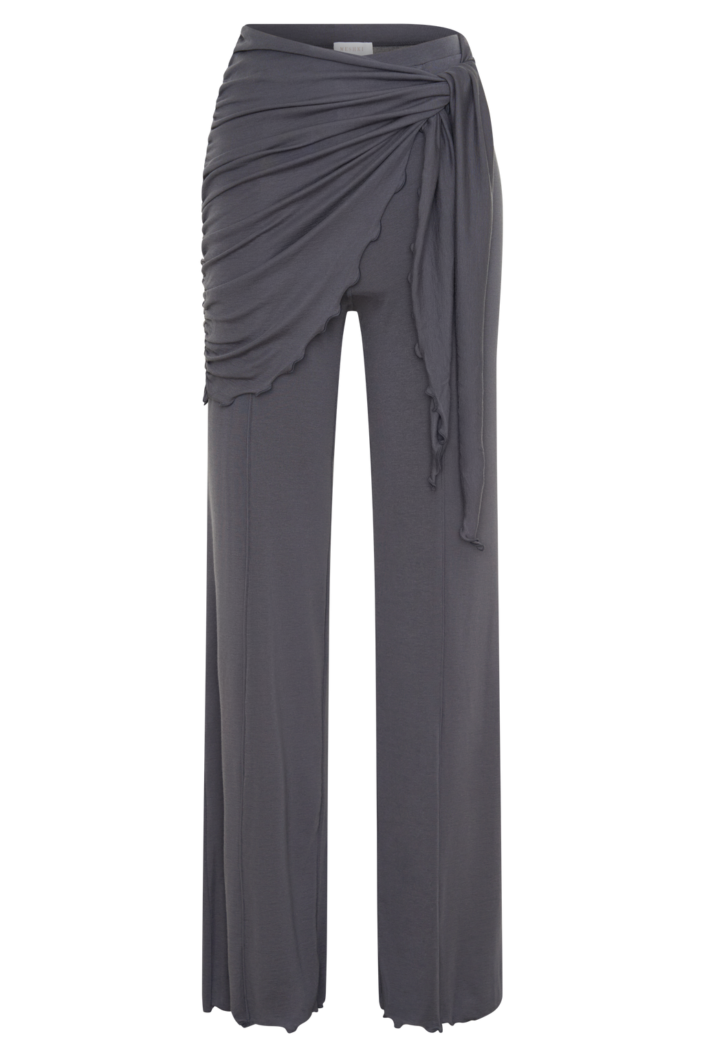 Anfie Straight Leg Pants With Waist Wrap - Grey