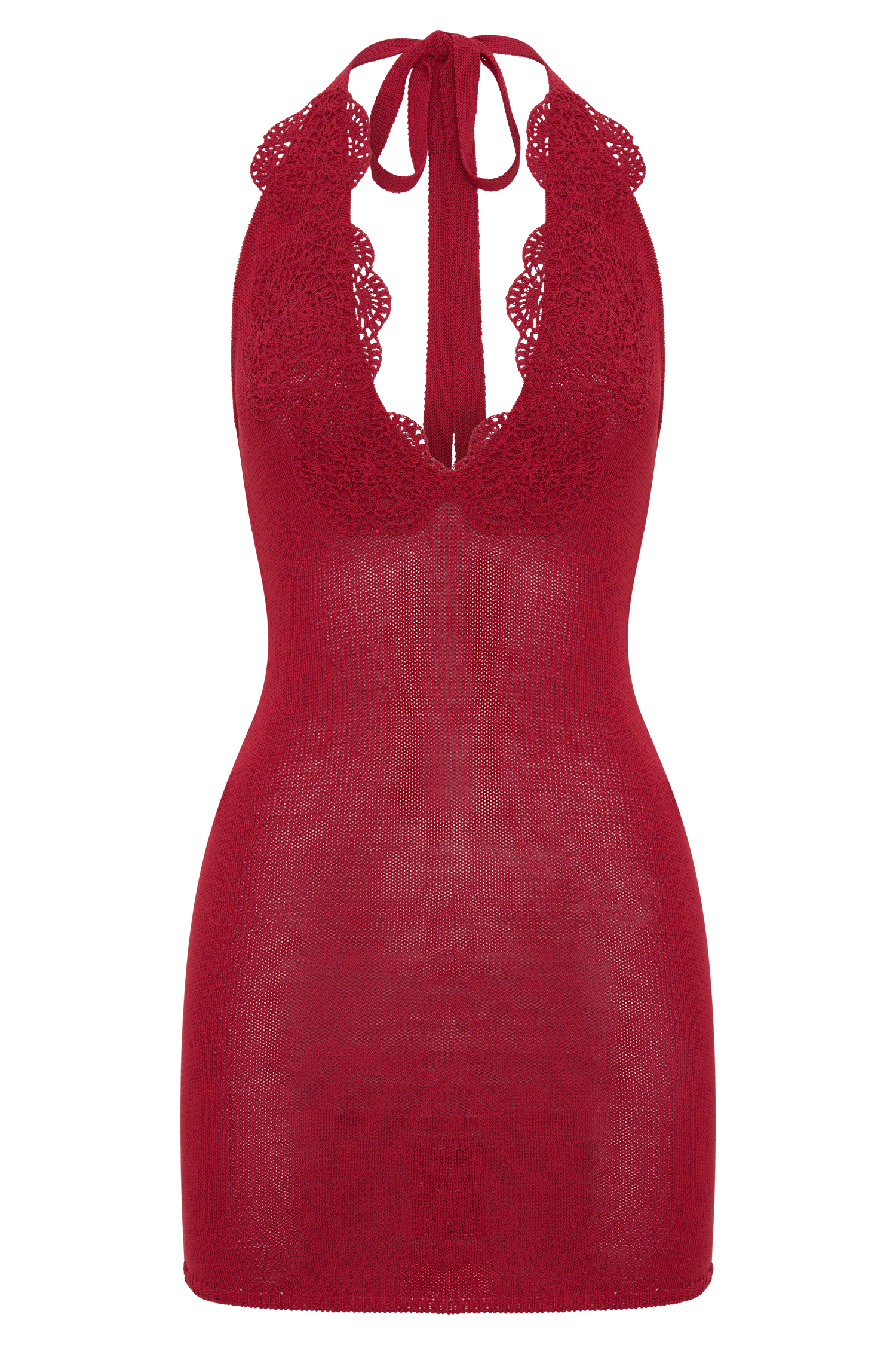 Bohdie Crochet Halter Mini Dress - Pomegranate