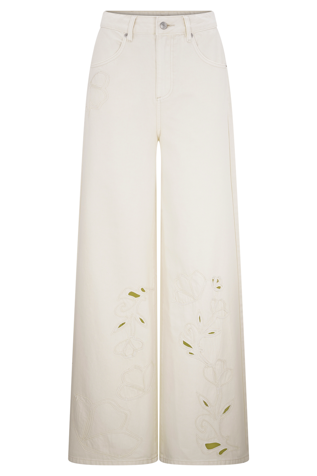 Carmella Embroided Jeans - Ecru