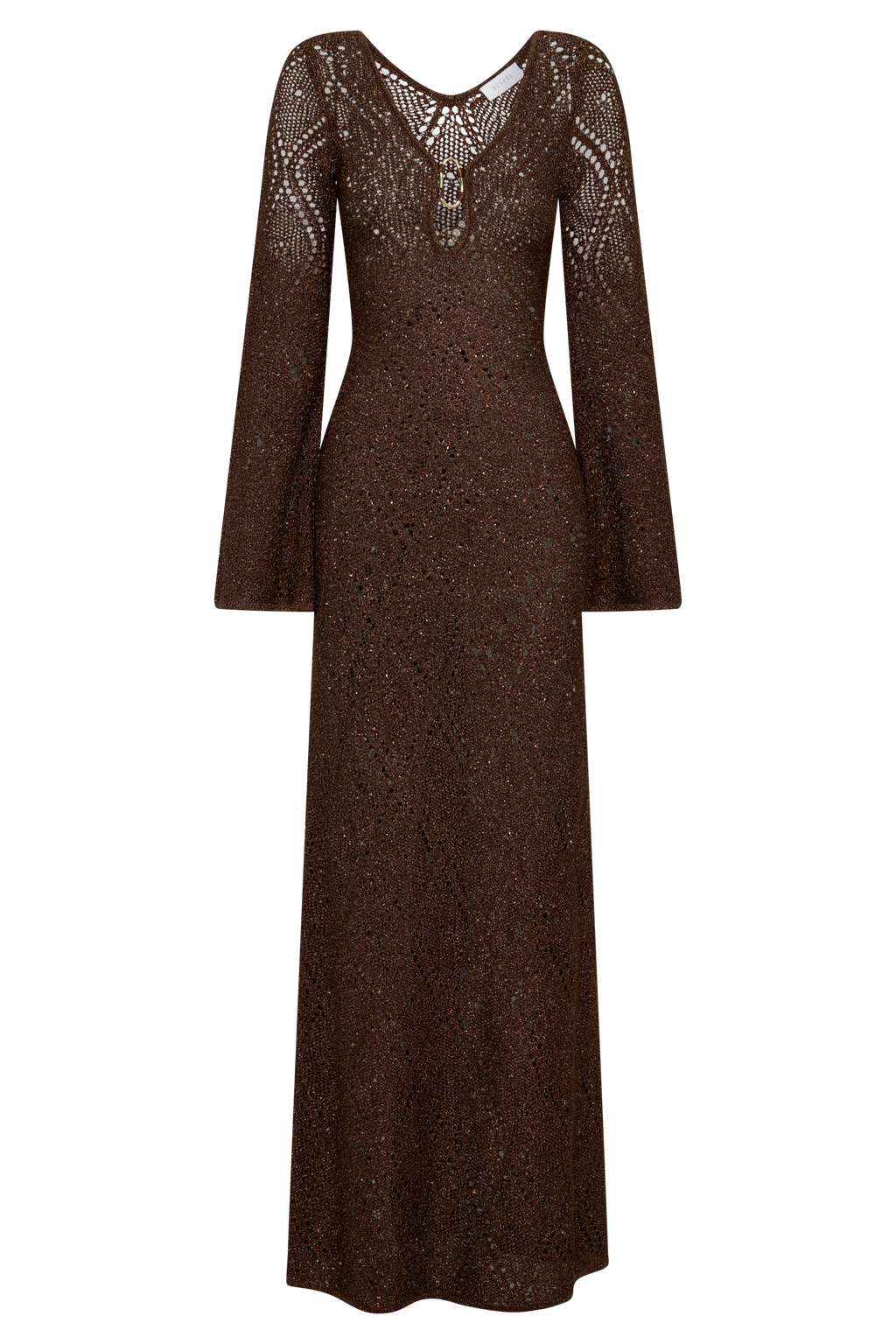 Chelsea Lurex Crochet Maxi Dress - Bronze