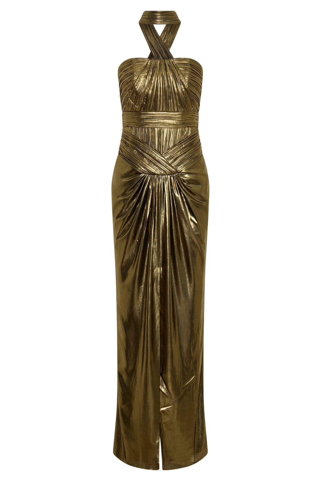 Clemence Plisse Maxi Dress - Gold