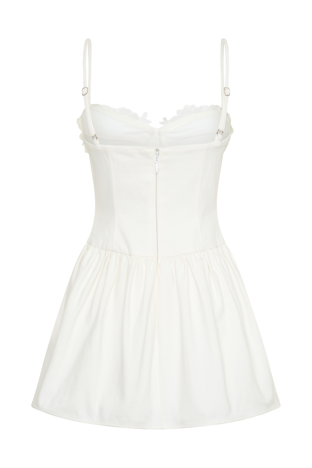 Emary Applique Denim Bustier Mini Dress - White