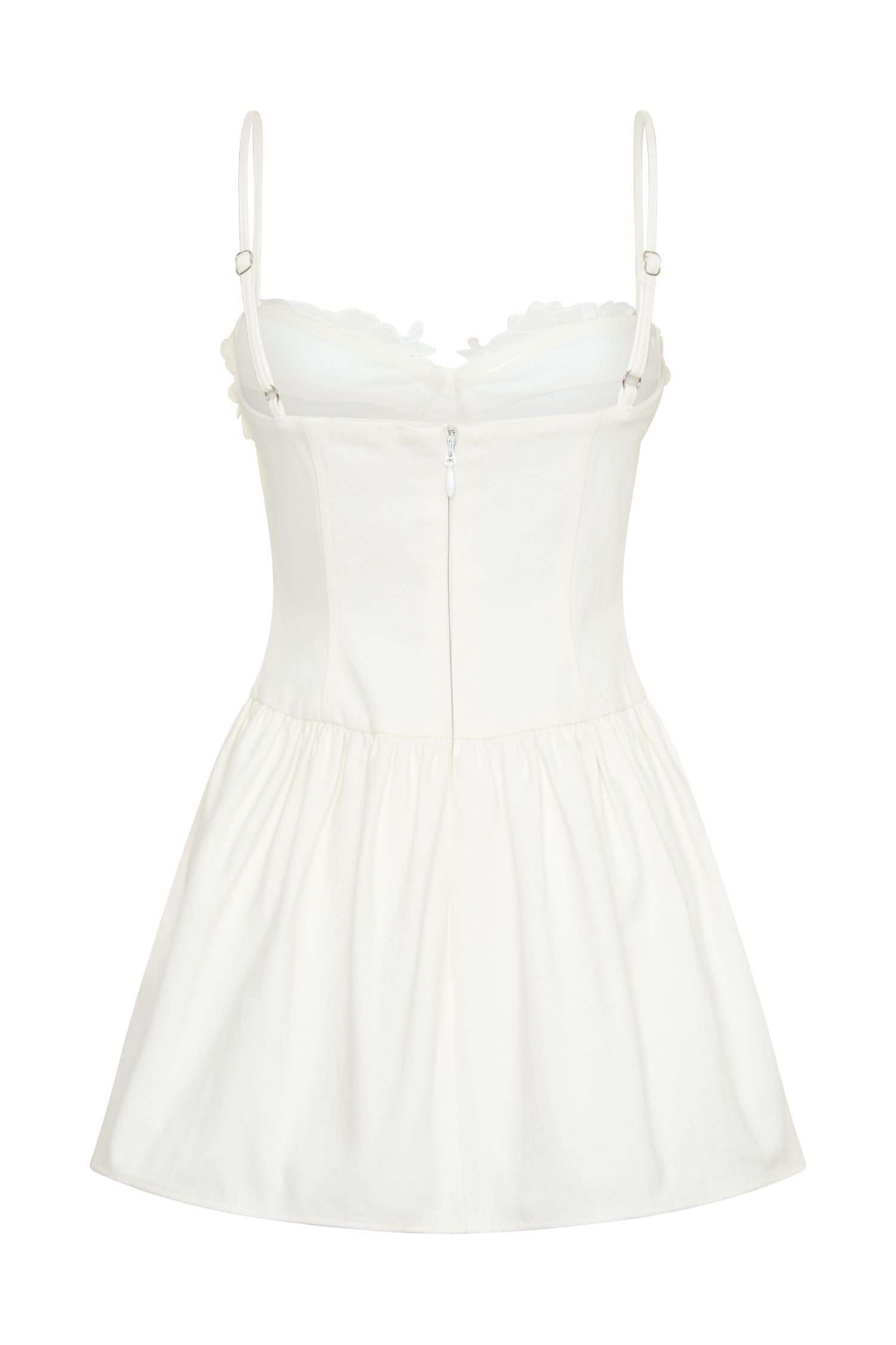 Emary Applique Denim Bustier Mini Dress - White
