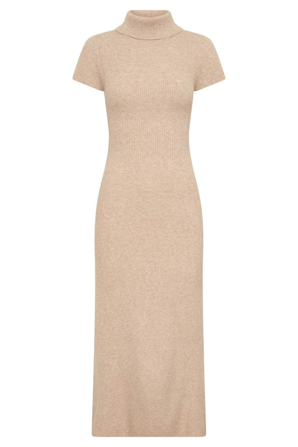 Goldie High Neck Knit Midi Dress - Camel