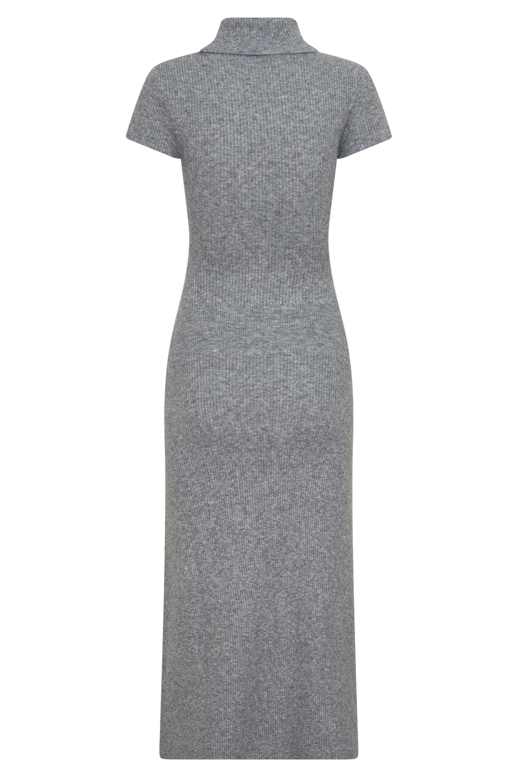 Goldie High Neck Knit Midi Dress - Grey Marle