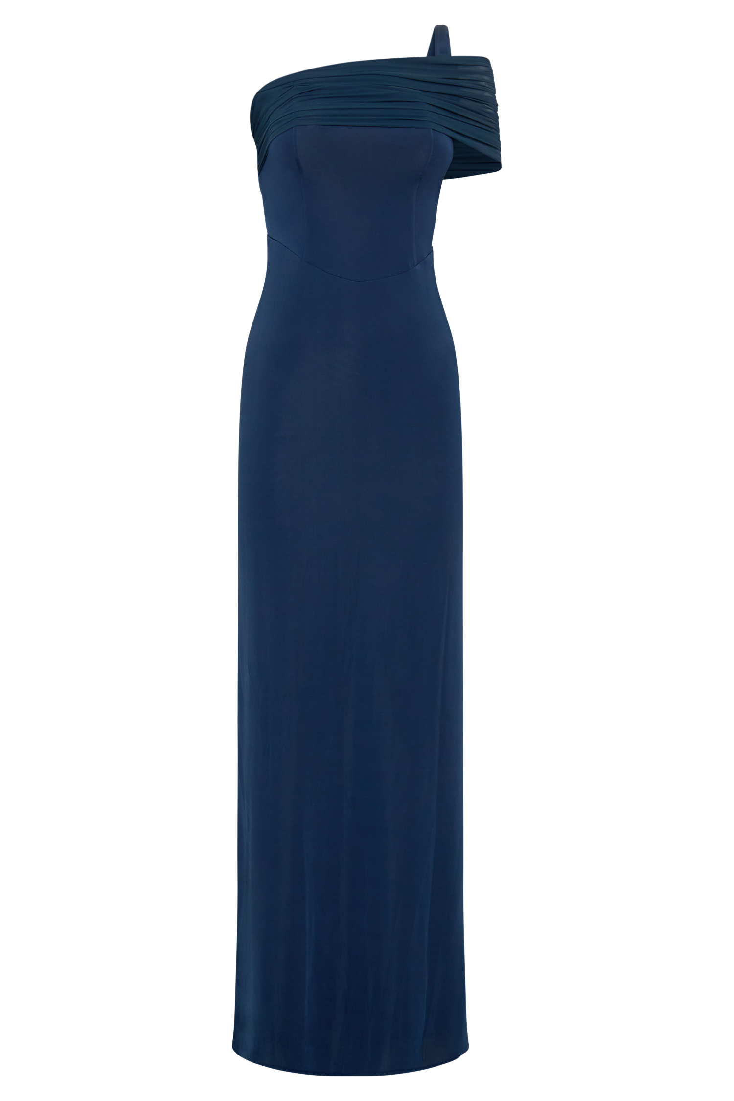 Hanh One Shoulder Mesh Maxi Dress - Ink Blue