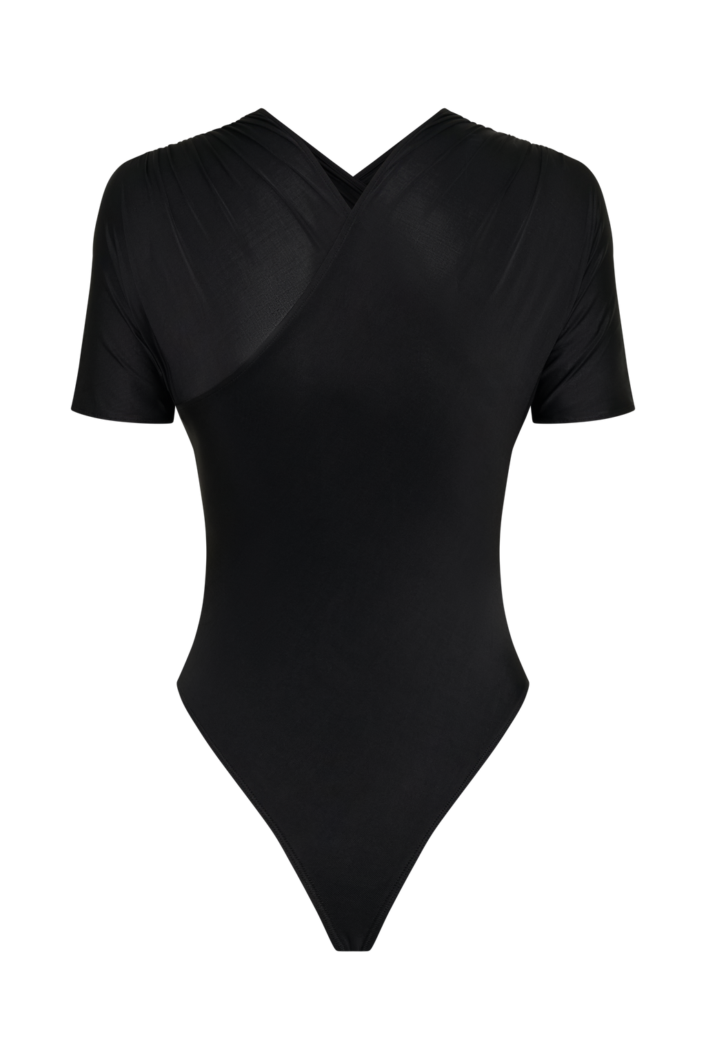 Junie Shortsleeve Cross-Over Bodysuit - Black