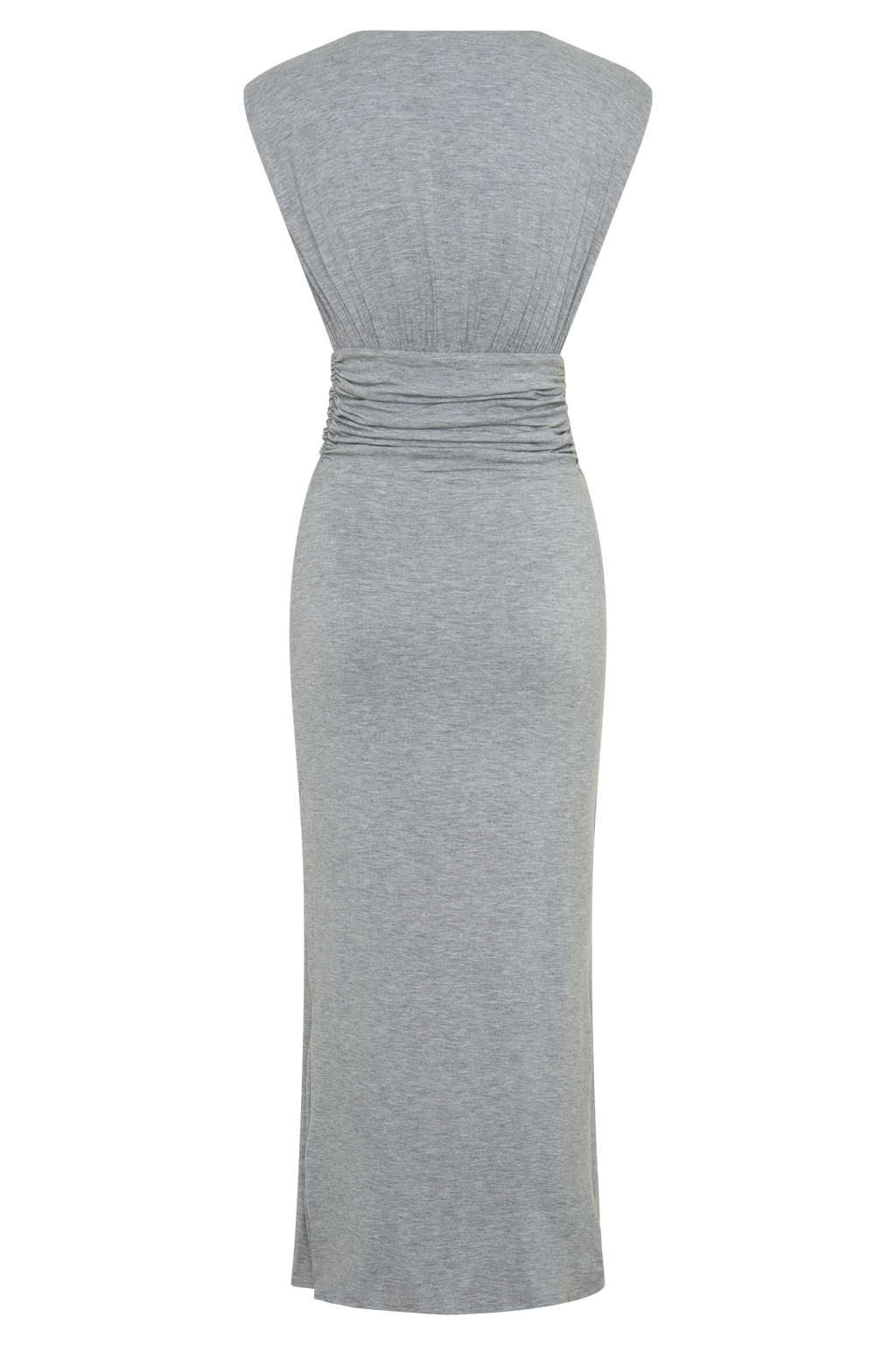 Kura Ruched Modal Sleeveless Midi Dress - Grey Marle
