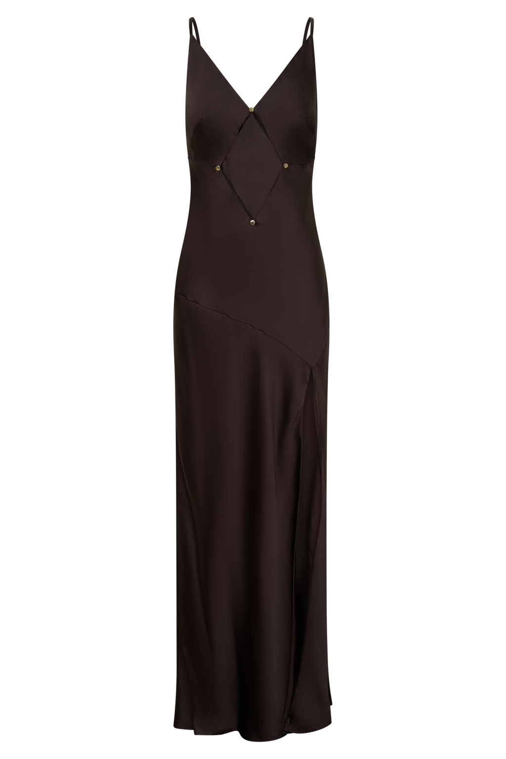 Maddison V Neck Satin Maxi Dress - Dark Chocolate
