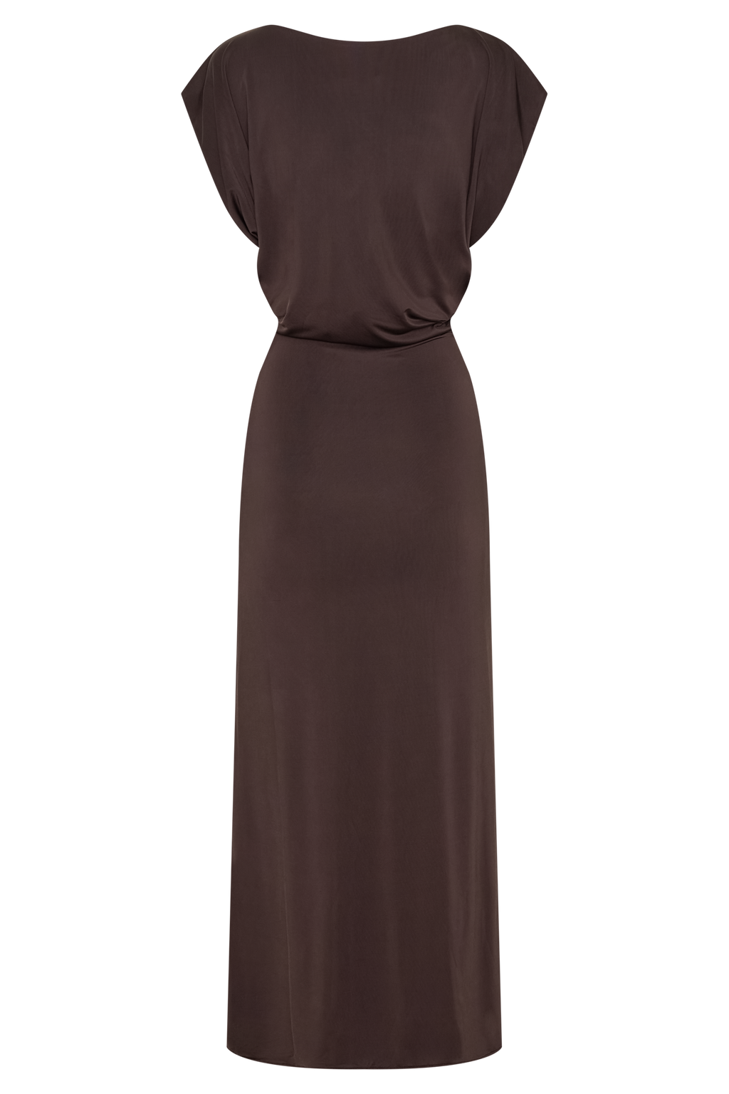 Maiara Shortsleeve Slinky Tie Maxi Dress - Chocolate