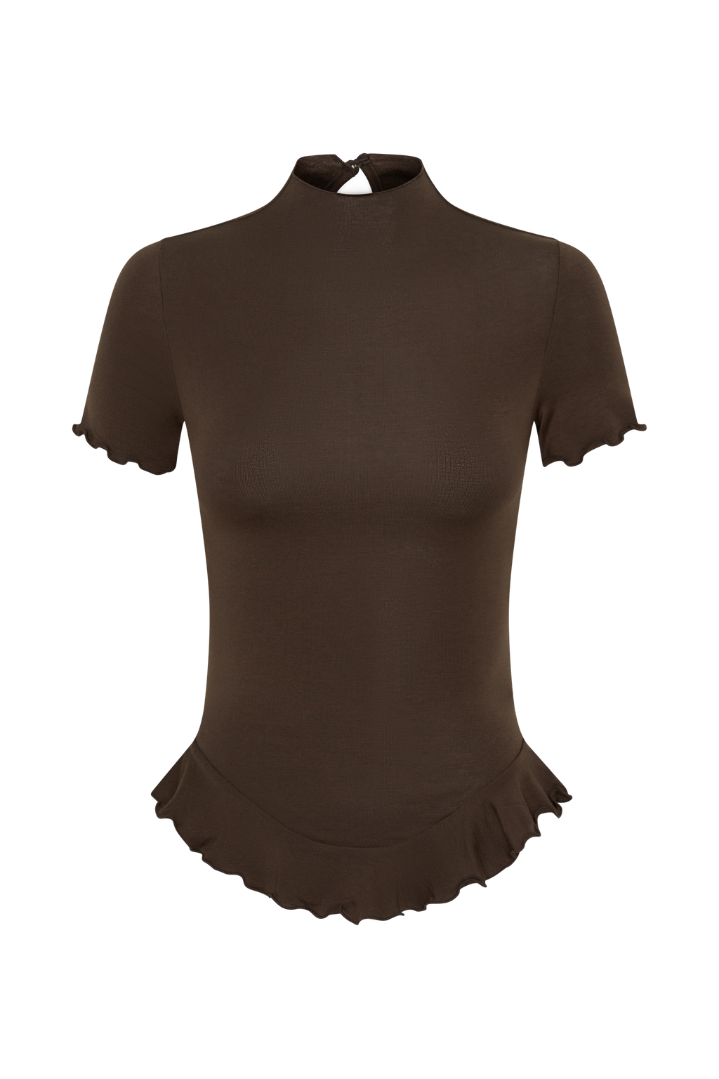 Nira Short Sleeve Ruffle Top - Dark Chocolate