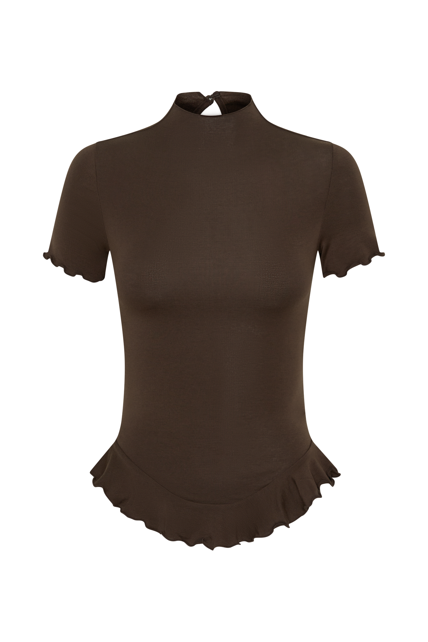 Nira Short Sleeve Ruffle Top - Dark Chocolate